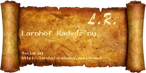 Larnhof Radvány névjegykártya